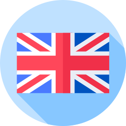 Ícono de bandera de Reino Unido sobre círculo celeste