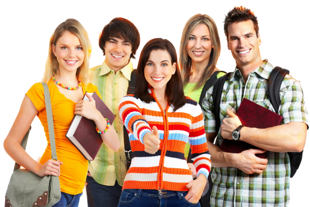 Grupo de estudiantes alegres