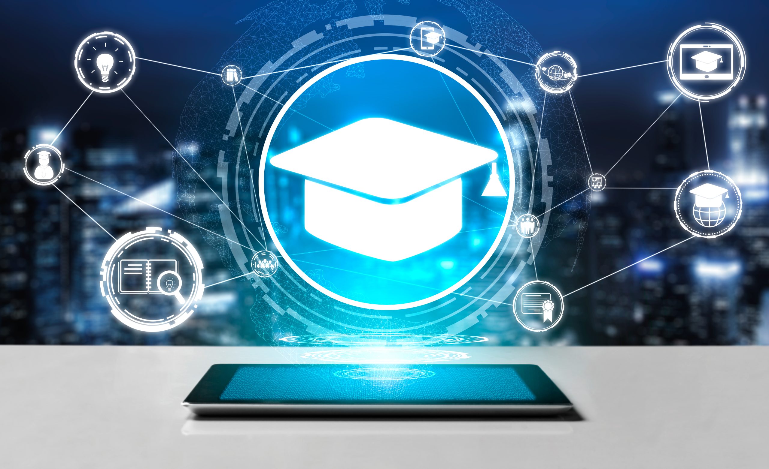Tablet con tema de educación tecnológica