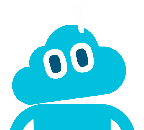 Mascota de Nubótica con cabeza en forma de Nube con antena