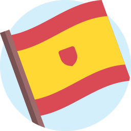 Ícono de bandera de España sobre círculo celeste